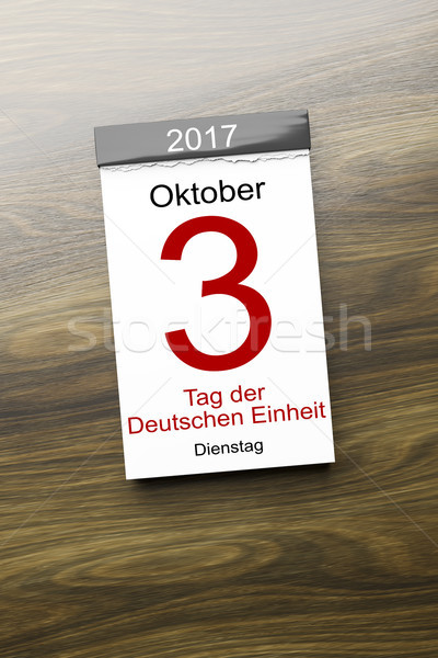 Stock photo: a calendar the 3rd of October Day of German unity text in german