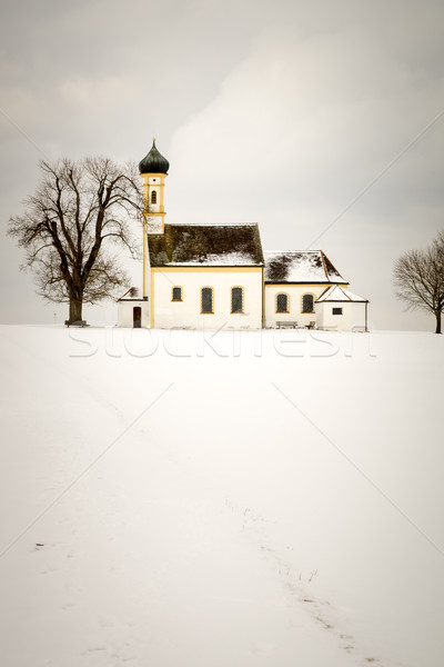 Foto stock: Invierno · paisaje · iglesia · agradable · cielo · paisaje
