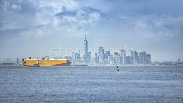 Frachtschiff New York Bild Wasser Metall Ozean Stock foto © magann