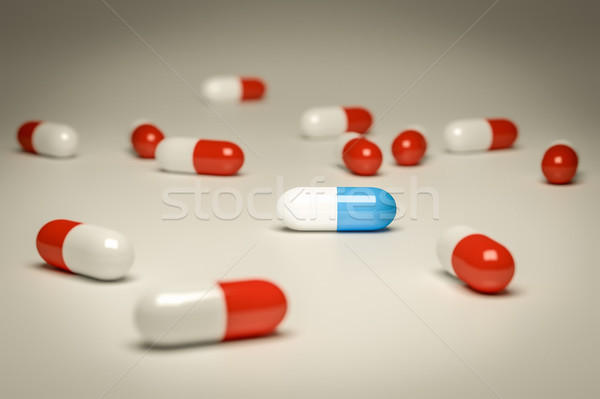 Piros kék tabletták kép szép orvosi Stock fotó © magann