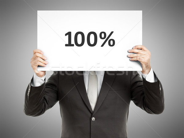 Człowiek biznesu wiadomość papieru twarz tekst Zdjęcia stock © magann