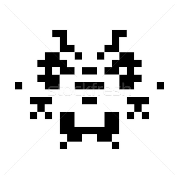 Simple monstre pixel visage blanc noir homme [[stock_photo]] © magann