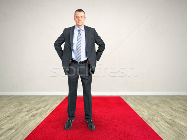 Vörös szőnyeg üzletember szoba üzlet iroda épület Stock fotó © magann