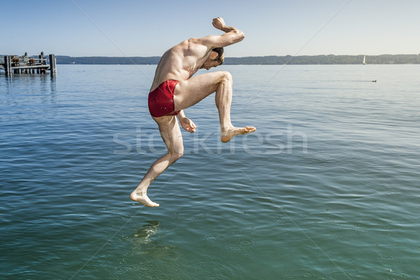 Saltando água imagem homem textura feliz Foto stock © magann