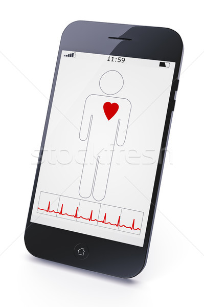 Komórkowych diagnostyczny obraz telefonu komórkowego komputera człowiek Zdjęcia stock © magann
