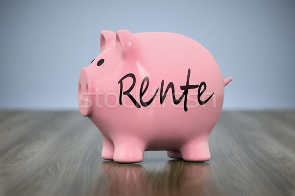 Banku piggy słowo emerytura język 3D Zdjęcia stock © magann
