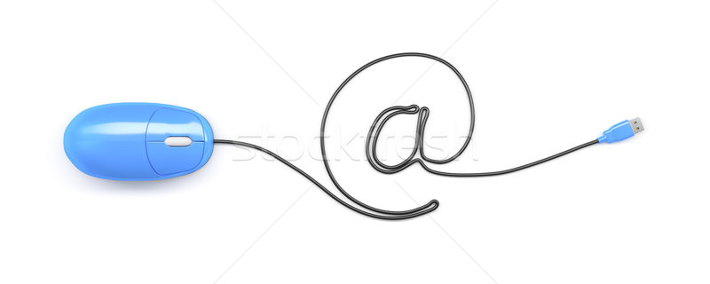 Fare kablo imzalamak mavi bilgisayar fare Internet Stok fotoğraf © magann