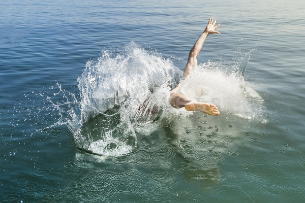 Saltando água imagem homem textura feliz Foto stock © magann