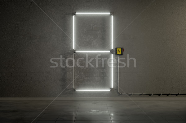 Neon csövek épület szám kilenc 3D Stock fotó © magann