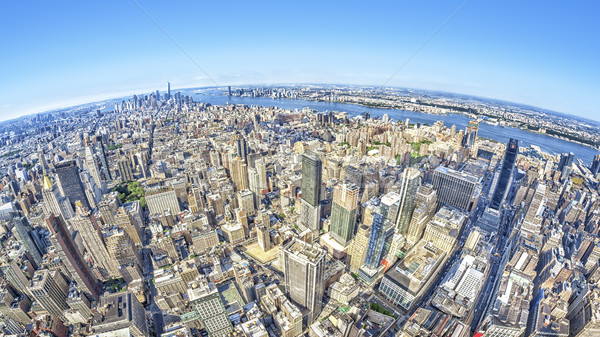 Széles látószögű kép New York Manhattan égbolt víz Stock fotó © magann