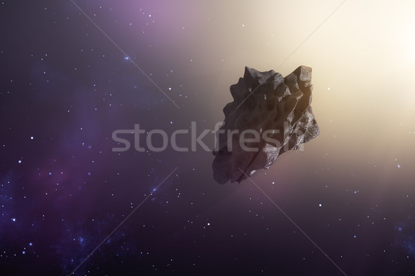 Stock photo: an asteroid in the deep space