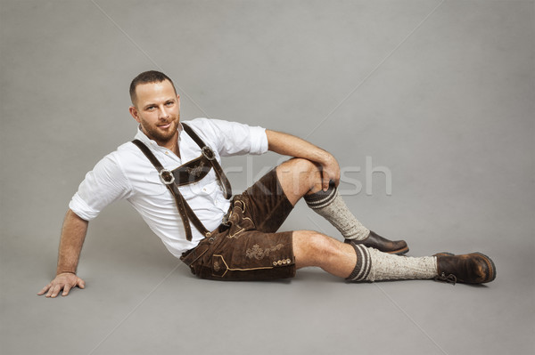 man in bavarian traditional lederhosen Stock photo © magann