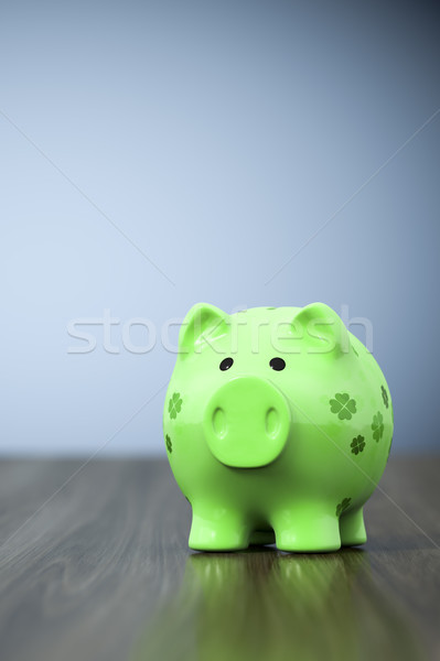 green clover piggy bank background Stock photo © magann