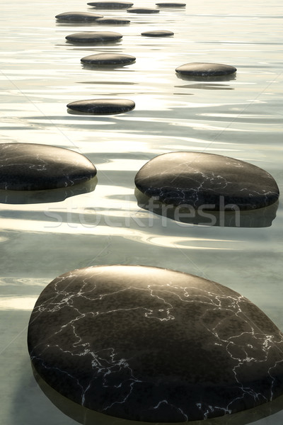 Stap stenen zwarte afbeelding mooie zee Stockfoto © magann