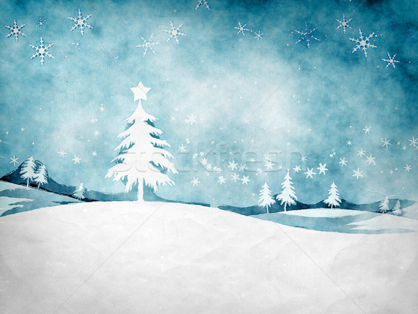Blauw christmas afbeelding mooie grunge gelukkig Stockfoto © magann