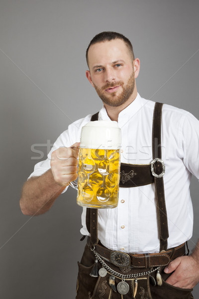 young bavarian with a beer Stock photo © magann