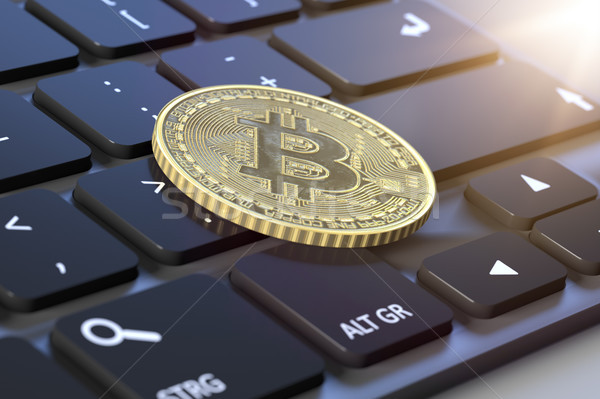 bitcoin coin on a keyboard Stock photo © magann