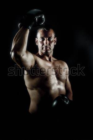 Heroïsch pose afbeelding gespierd mannelijke oog Stockfoto © magann