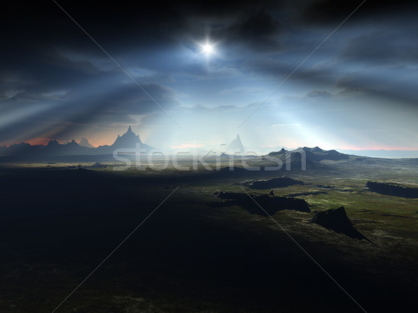 Fantasy krajobraz obraz nice ciemne niebo Zdjęcia stock © magann