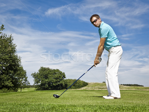 Stockfoto: Afbeelding · jonge · mannelijke · wolken · man