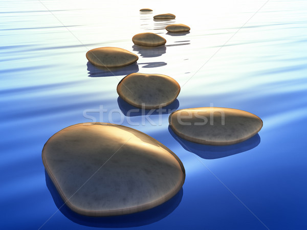 Zdjęcia stock: Krok · kamienie · obraz · piękna · niebieski · ocean