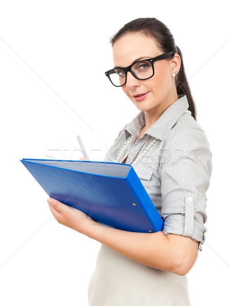 business woman with a blue binder Stock photo © magann