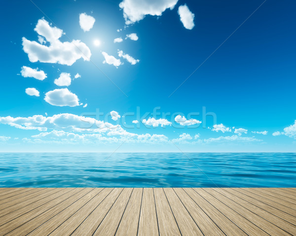 wooden jetty bright sky Stock photo © magann