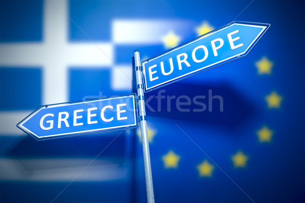 Greece Europe Road Sign Stock photo © magann