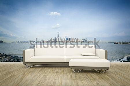 Fotó fal kanapé padló 3D renderelt kép Stock fotó © magann