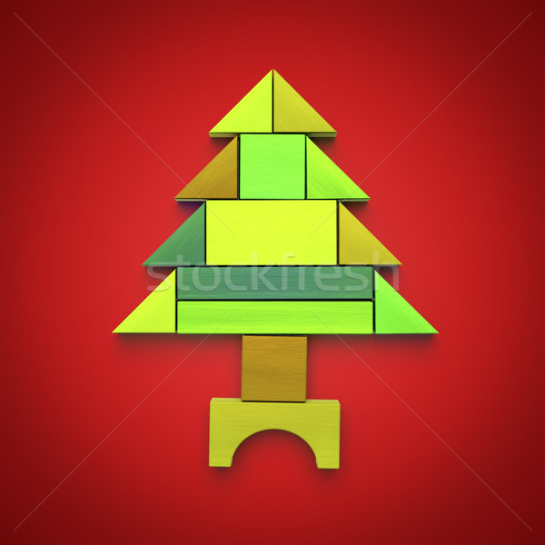 árbol de navidad bloques de construcción 3d árbol feliz fondo Foto stock © magann