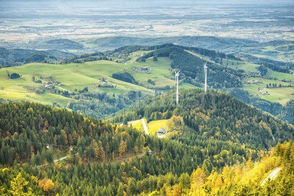 Iki rüzgâr değirmen elektrik santralı vadi görüntü Stok fotoğraf © magann
