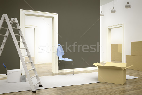 Stockfoto: Kamer · ladder · 3d · render · werk · ontwerp · home