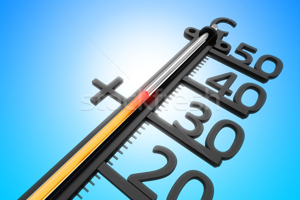 Thermometer Bild einfache blau sonnig Sommer Stock foto © magann