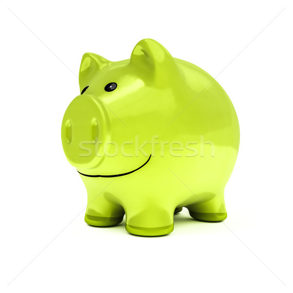 Tipico Piggy Bank Verde Cor Ilustracao 3d Dinheiro