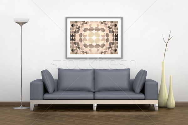 Habitación gris sofá 3D blanco Foto stock © magann