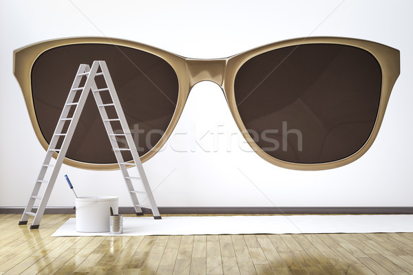 a room with stylish sunglasses motive on the wall Stock photo © magann