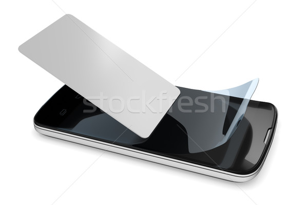 preparing a smartphone with a protection film Stock photo © magann