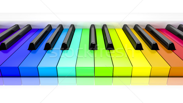 piano with rainbow colored keys background Stock photo © magann