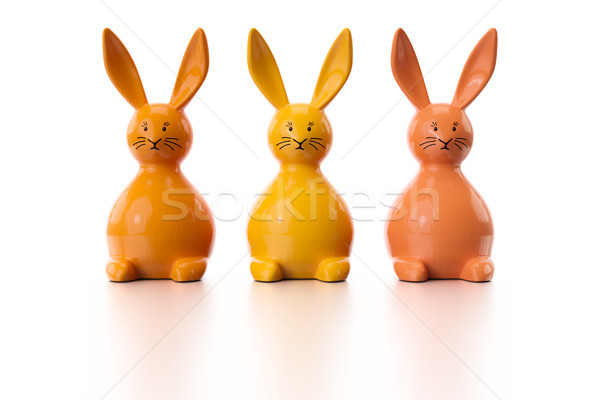 Stockfoto: Drie · oranje · Easter · Bunny · 3d · illustration · Pasen · voorjaar