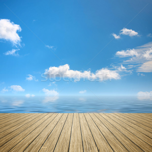 wooden jetty blue sky Stock photo © magann