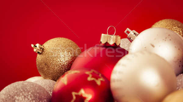 christmas balls with a red background Stock photo © magann