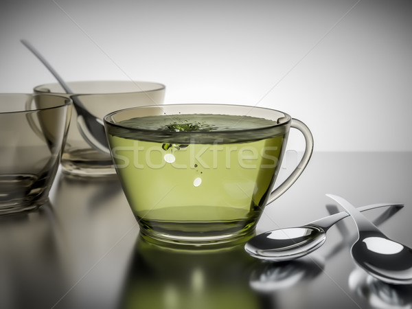 Csésze tea kép zöld tea mesterséges édesítőszer Stock fotó © magann
