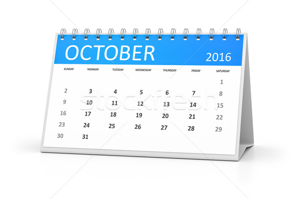 blue table calendar 2016 october Stock photo © magann