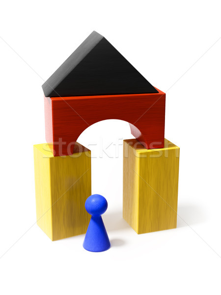 Kleurrijk bouwstenen 3d illustration huis gebouw hout Stockfoto © magann