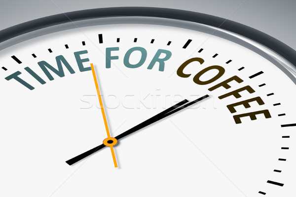 Stockfoto: Klok · tekst · tijd · koffie · illustratie · typisch