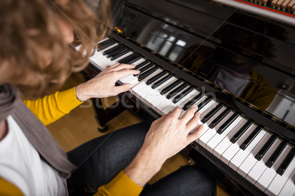 Piano spelen afbeelding man toetsenbord kunst Stockfoto © magann