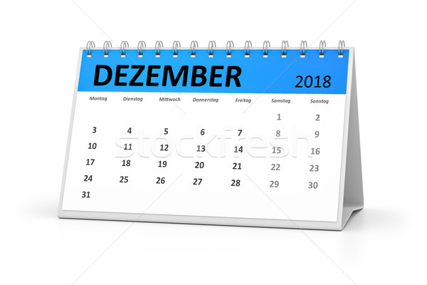 Foto d'archivio: Lingua · tavola · calendario · dicembre · 3D