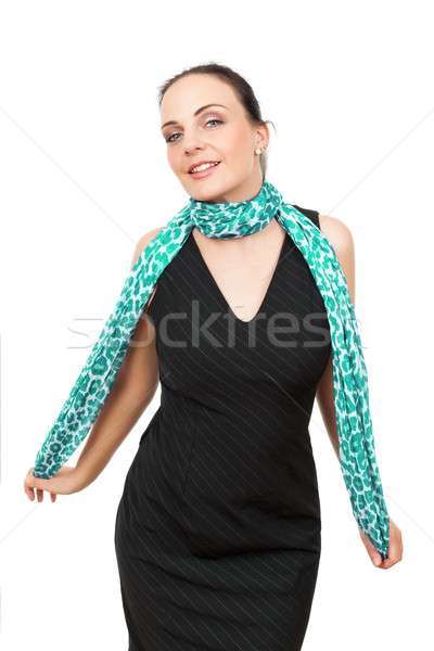Kobieta turkus szalik obraz dziewczyna włosy Zdjęcia stock © magann