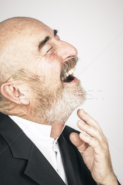 Oude man lachend grijs baard gelukkig haren Stockfoto © magann