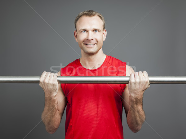 Hombre guapo imagen rojo camisa cara feliz Foto stock © magann